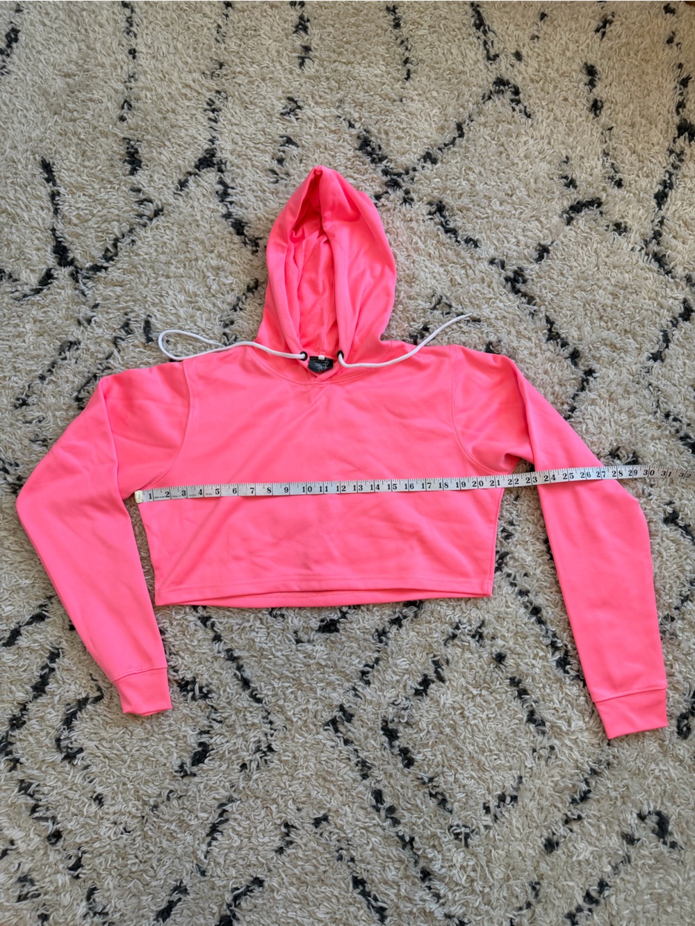 Neon Pink Cropped Hoodie Woman Size M
